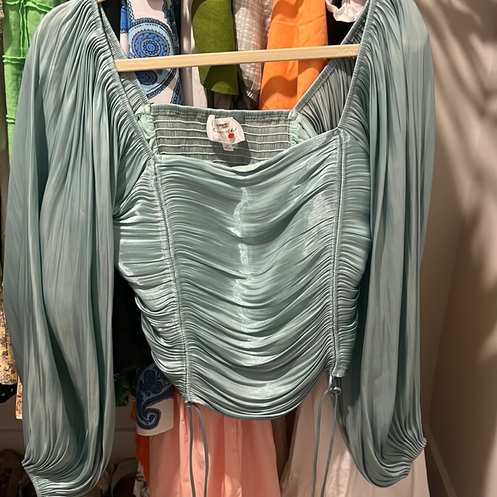 Line and dot silk top
